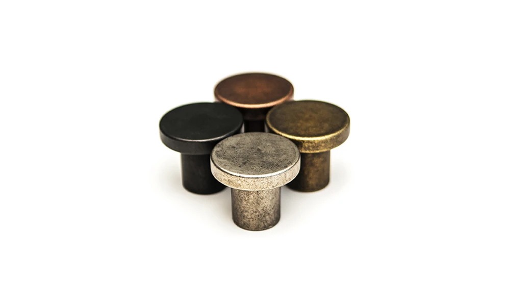 Tirador botón Esor Dial cobre viejo 33 mm