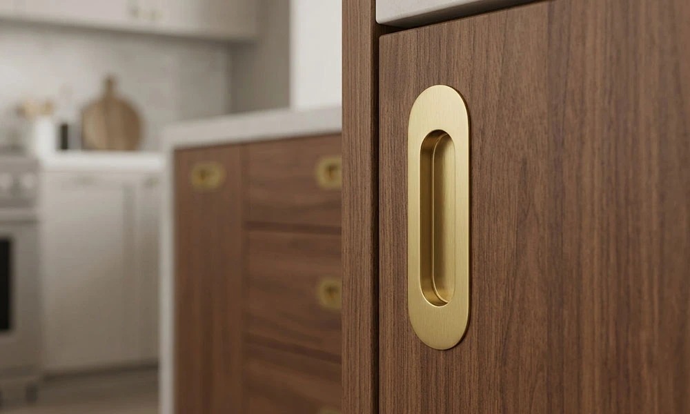 Tirador cubeta Hafele inox latón 130 mm