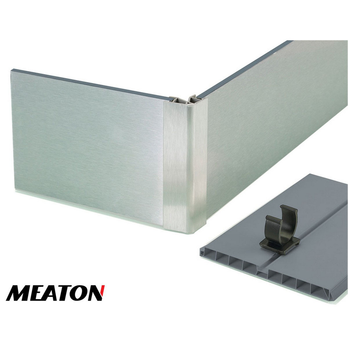 Zócalo de PVC para bajo mesada terminación inox 100 mm x 3 m